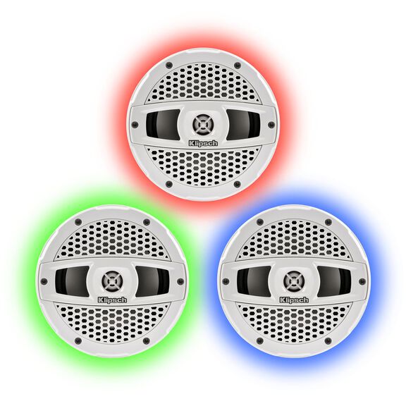 KMS700AWL 7.0" Marine Coaxial Speakers, White Colored Grilles with RGB LED Illumination image number 0