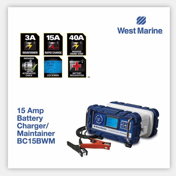 15 Amp Portable Battery Charger for Lead Acid/Lithium 12V Batteries With 40 Amp Engine Start image number 2