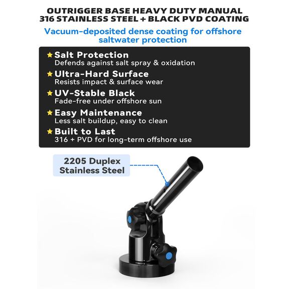 BLUEWING Heavy-Duty Manual Outrigger Base (Yellowfin 67), Black PVD, 2pcs image number 1