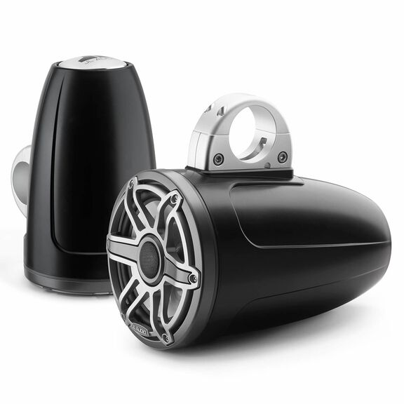 M6-770ETXv3-Sb-S-GmTi&nbsp;7.7" Enclosed Marine Coaxial Speaker System, Satin Black, Gunmetal and Titanium Sport Grille image number 0