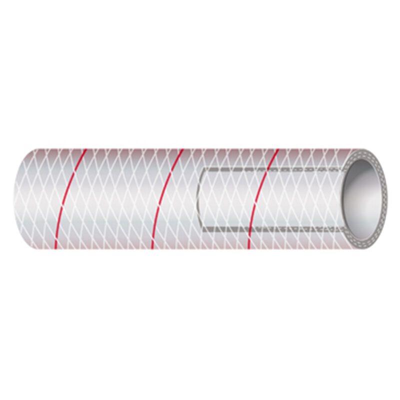 1 1/8" ID Series 162 Reinforced PVC All Clear with Red Tracer, 100' Length image number 0
