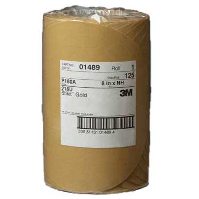 Stikit 8" Gold Abrasive Disc, Roll, Very Fine 180 Grit image number 0