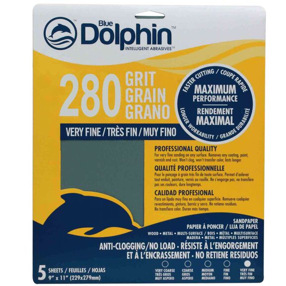 Pro Grade Sandpaper Sheets, 280 Grit, 5-Pack image number 0