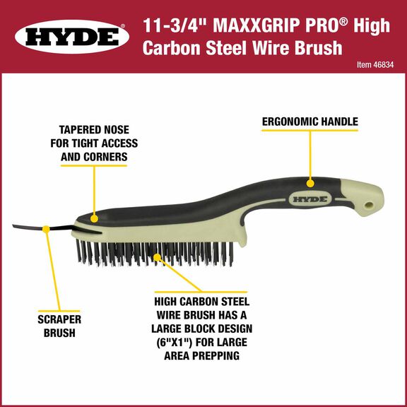 MaxxGrip Pro Wire Brush High Carbon Steel  6'' x 1'' with Scraper image number 1