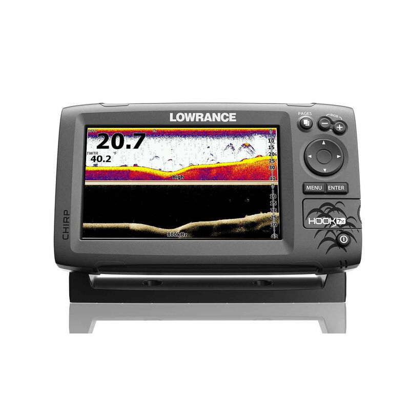 LOWRANCE Hook-7x Fishfinder with Integrated Mid/High CHIRP and DownScan™  Imaging with Dual Frequency Transducer