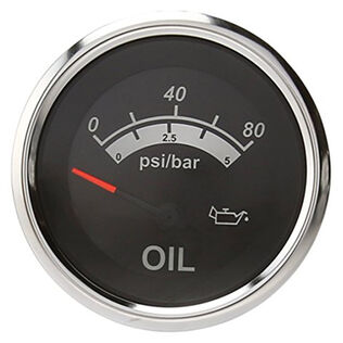Black Sterling Series Oil Pressure Gauge, 80 psi