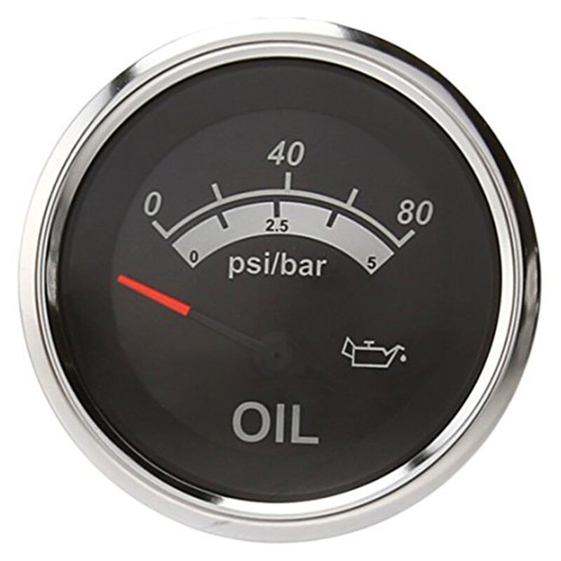 SIERRA Black Sterling Series Oil Pressure Gauge, 80 psi West Marine