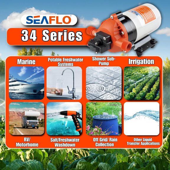 SEAFLO 34 Series 12V Water Pressure Diaphragm Pump, 1.6 GPM, 100 PSI image number 8