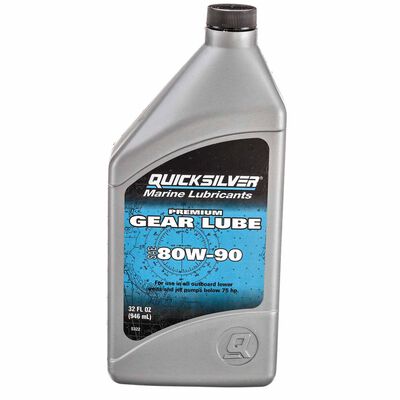 Quicksilver SAE 80W-90 Premium Gear Lube for Marine Outboard Engines 75 HP or Lower, Quart