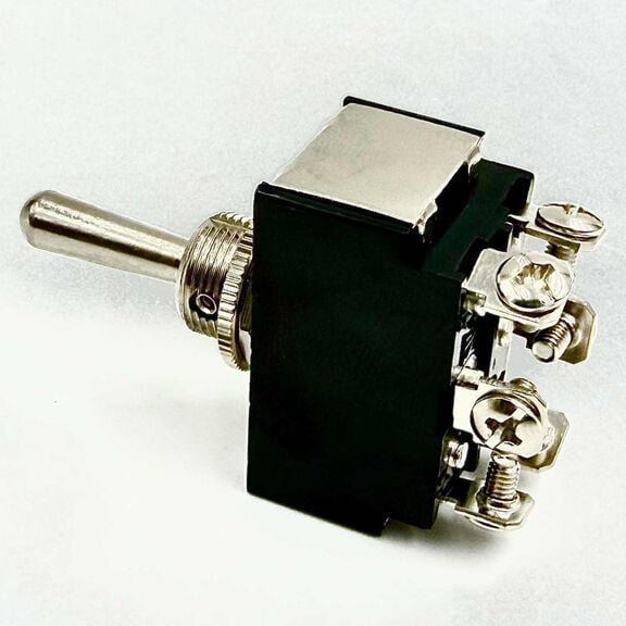 Chrome Plated Toggle Switch, (On)/Off/(On), DPDT image number 1