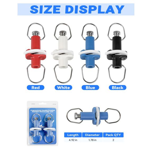 BLUEWING Progressively Tunable Premium Outrigger Release Clip, White, 2pcs image number 6