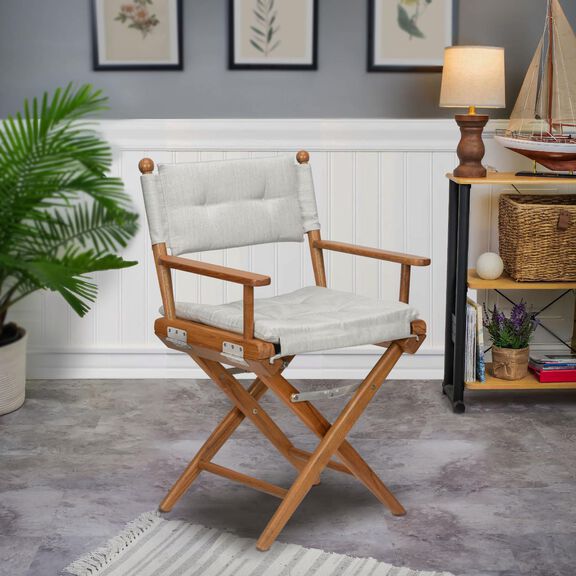 Premium Grade Teak Newport Folding Director's Chair with Graphite Sunbrella&reg; Fabric Seat Cushions image number 6