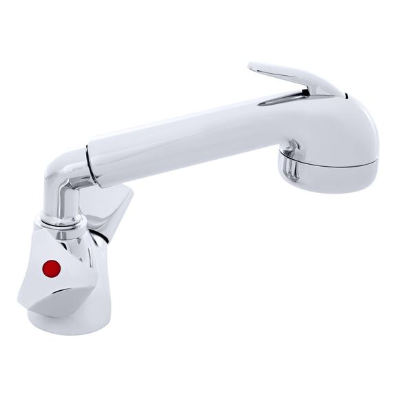 Trinidad Head/Shower Combo Faucet Large Chrome Sprayer No Hook, 6' Black Rubber Hose Chrome image number 2