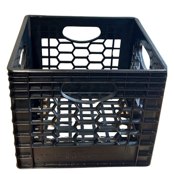 24 Quart Heavy-Duty Black Milk Crates for Storage, Organization, 18.75" x 13" x 11", 3-Pack image number 1