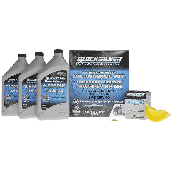 25W-40 Oil Change Kit for 4-stroke 40hp, 50hp and 60hp Mercury Outboards image number 0