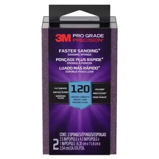 Pro Grade Precision&trade; Faster Sanding Sanding Block Sponge, 2.5 x 4.5 x 1in, 120 grit, 2 each/pack