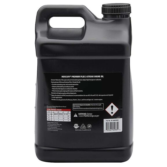 Mercury 858028K01 Premium Plus TC-W3 2-Stroke Marine Engine Oil Synthetic Blend for Outboards, 2.5 Gallons image number 1