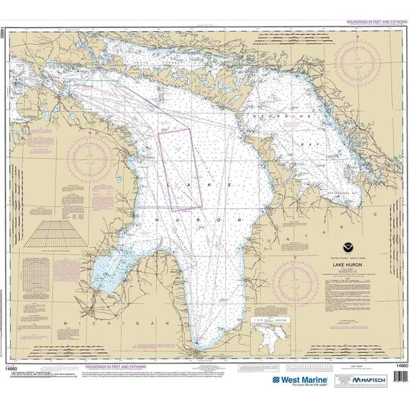 Maptech&reg; NOAA Recreational Waterproof Chart-Lake Huron, 14860 image number 0