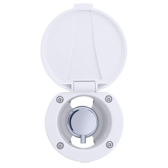 Aidack Recessed Control Valve Hot/Cold Mixer, Arctic White Cup & Lid, Chrome Aidack Handle image number 1