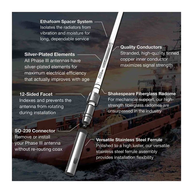 SHAKESPEARE Phase III 4' VHF/AIS Antenna West Marine