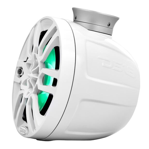 HYDRO 6.5" Short Marine Tower Speakers with Flat and Pole Mount, RGB LED Lights, 300 Watts, White image number 2