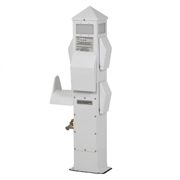 36" Compact Marine Electrical Power Pedestal,  (2) 30 Amp 125V Twistlock Receptacles, (1) 20 Amp GFCI Duplex Receptacle image number 0