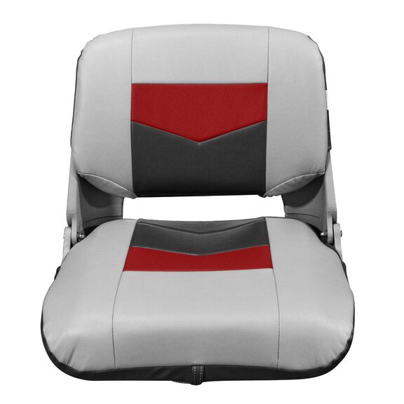 3309-1881 Pro Angler Tour Series Fold Down Boat Seat, Marble / Regal Red / Charcoal image number 1