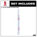 4" 10TPI T-Shank Multi-Material Bi-Metal Jig Saw Blades, 5 Pack image number 2
