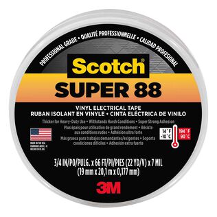 Scotch&reg; Super 88 Vinyl Electrical Tape, 3/4" x 66', Black