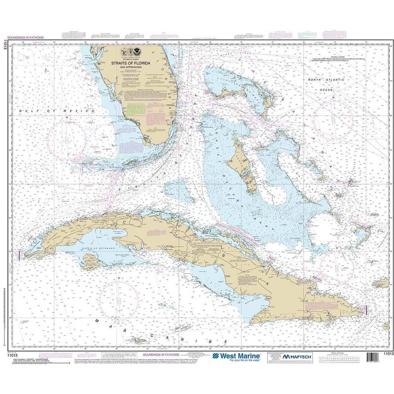 Maptech® NOAA Recreational Waterproof Chart-Straits of Florida and Approaches, 11013 image number 0