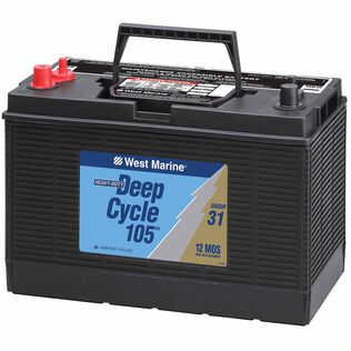 Group 31 Deep Cycle Marine Battery, 105 Amp Hours, 650 Cold Cranking Amps, 800 Marine Cranking Amps, 185 Reserve Minutes
