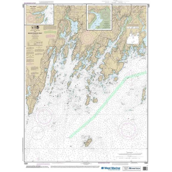 Maptech&reg; NOAA Recreational Waterproof Chart-Muscongus Bay; New Harbor; Thomaston, 13301 image number 0