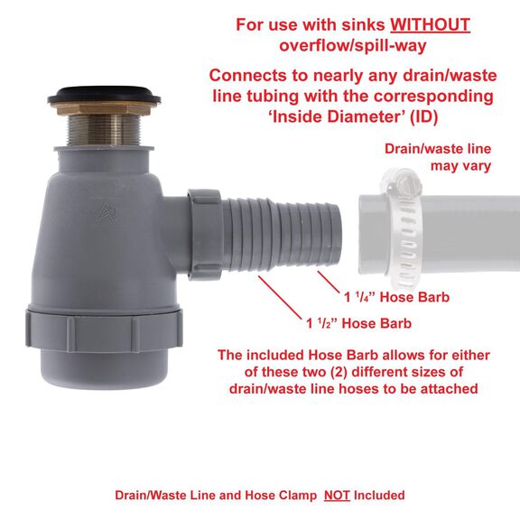 1-1/2" Drain, Flip Trap Sink Drain no Overflow, 1-1/4" & 1-1/2" Hose Barb Chrome image number 5