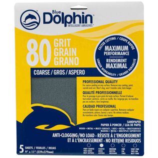 Pro Grade Sandpaper Sheets, 80 Grit, 5-Pack