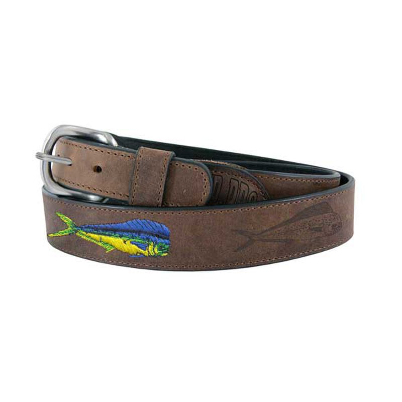 Men's All Leather Dolphin Fish Belt image number 0