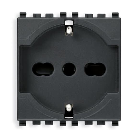 Vimar Eikon 2P+E 16A Universal P40 SICURY Socket Outlet, Grey, 2-Module image number 0