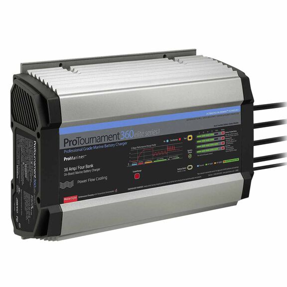 ProTournament360 Elite Series Onboard Waterproof Smart Marine Battery Charger with Turbo Charge Mode and Power Flow Cooling, 36 Amp, 4-Bank image number 1