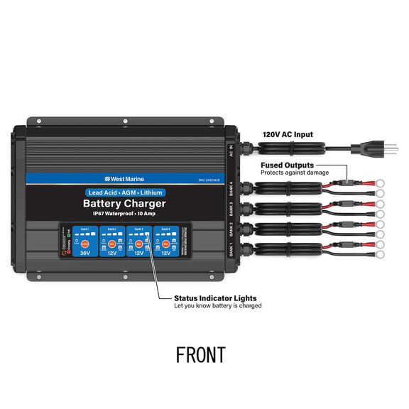 Mounted Marine Battery Charger, 3x12V + 36V, 4 Bank image number 1