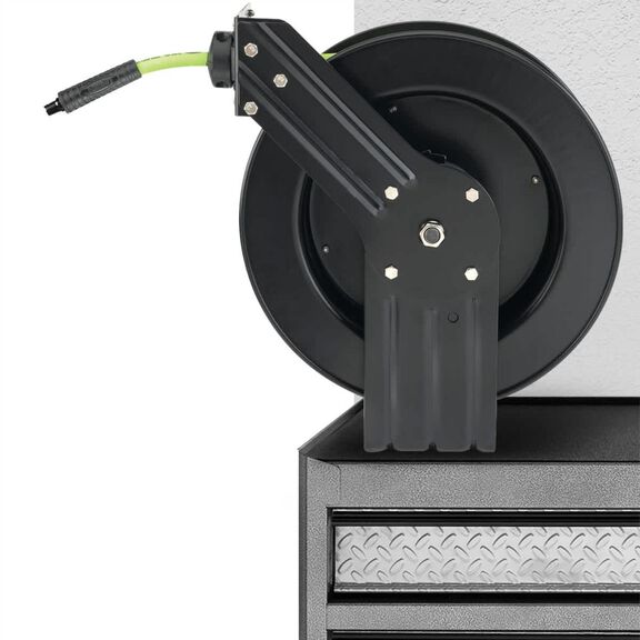 Flexzilla Retractable Air Hose Reel Open Face Single Axle Arm 3/8" 50' image number 3
