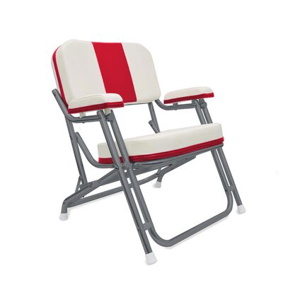 Kingfish II Deck Chair, Red Back, Powder-Coated Aluminum Frame
