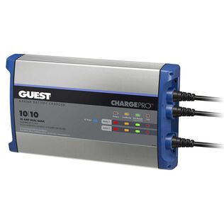 ChargePro Onboard Waterproof Marine Battery Charger with Ignition and Reverse Polarity Protection, 20 Amp, 12V, 2-Bank