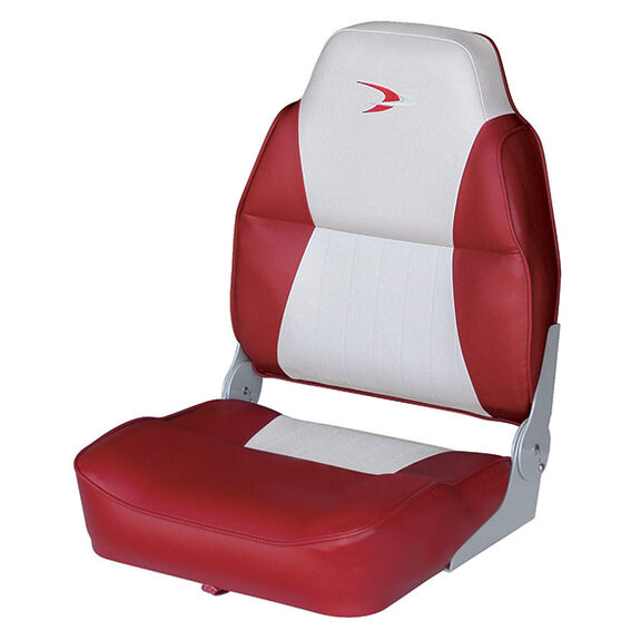 Alumacraft Style Contoured High Back Boat Seat, Gray/Red image number 0
