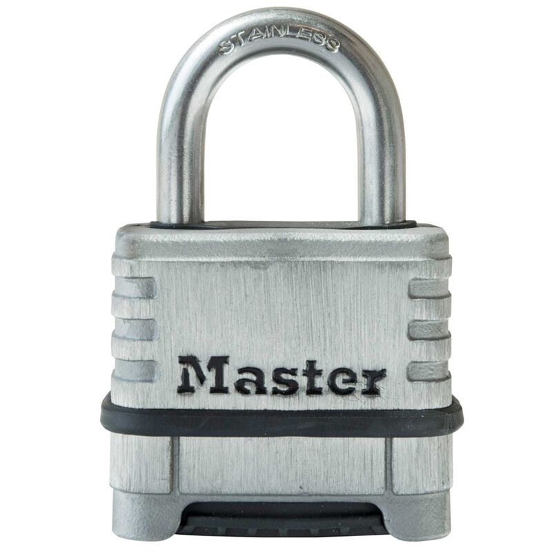 2 1/4in (57mm) Wide Stainless Steel Padlock with 1 1/16in (27mm) Shackle, Set Your Own Combination image number null