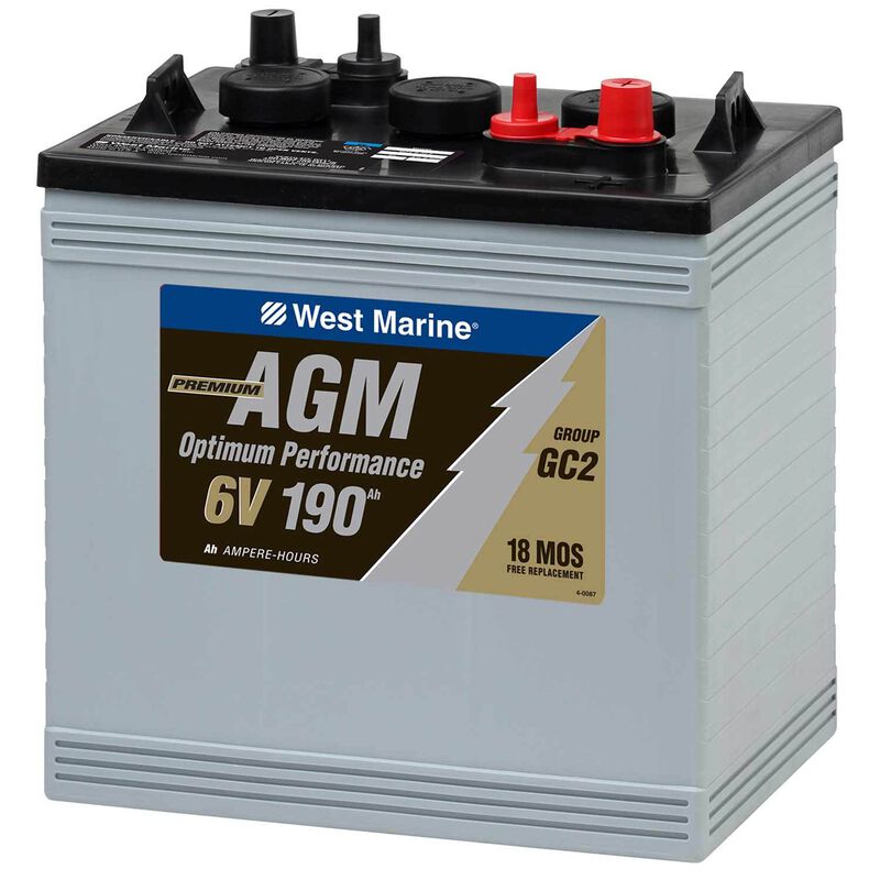 WEST MARINE DualPurpose AGM Battery, 190 Amp Hours, 6V, Group GC2 West Marine