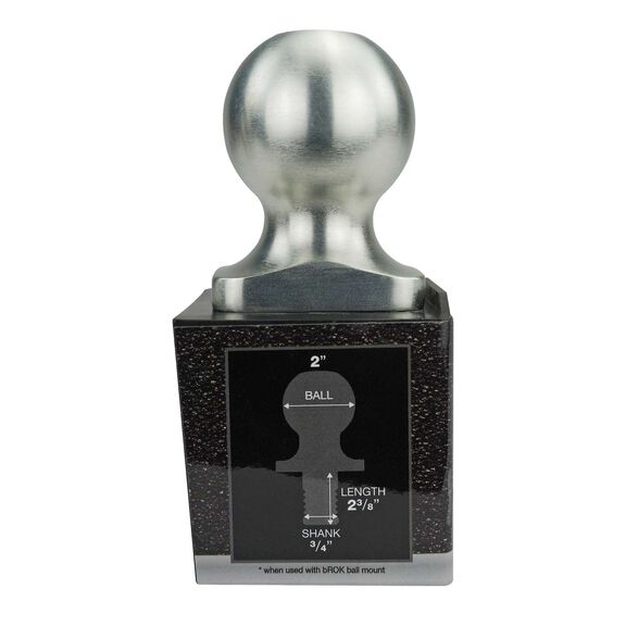 Trailer Hitch Ball bD 2" x 3/4" x 2 3/8" long Plastic Base HD image number 1