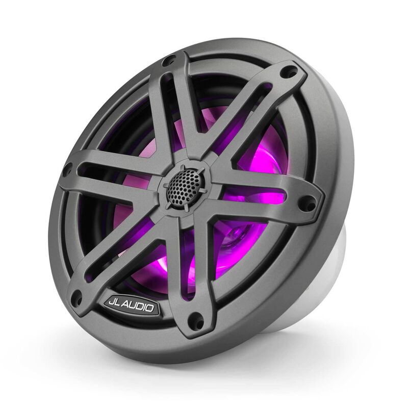 M3-650X-S-Gm-i 6.5" Marine Coaxial Speakers Gunmetal Sport Grilles with RGB LED Lighting image number 2