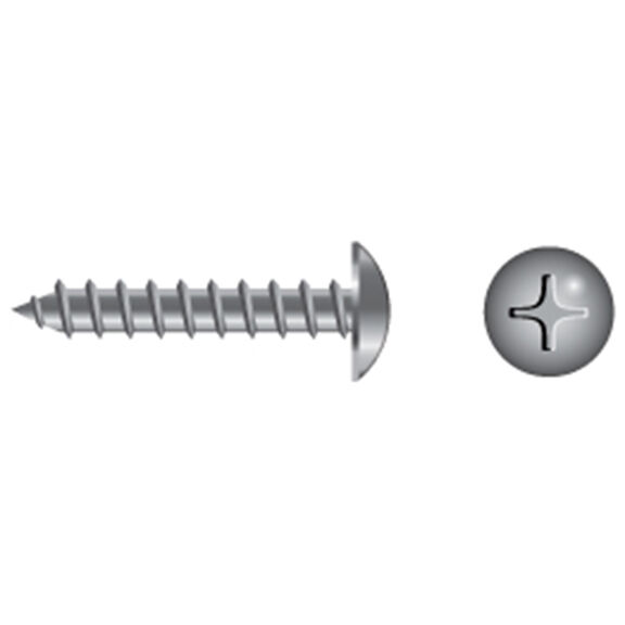#10 X 1/2" Stainless Steel Phillips Truss-Head Tapping Screws, 100-Pack image number 0