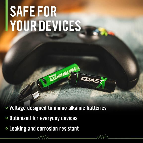 Coast ZX AA USB-C Rechargeable Batteries, 4-Pack image number 4