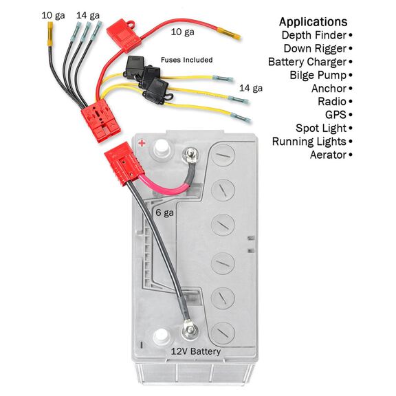 12 Volt Multi (4) Fused Connection Kit Fuses Included, Lithium Compatible image number 1