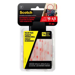 Scotch Extreme Fastener Mounting Strips, Value Pack, Clear, 1" x 3"